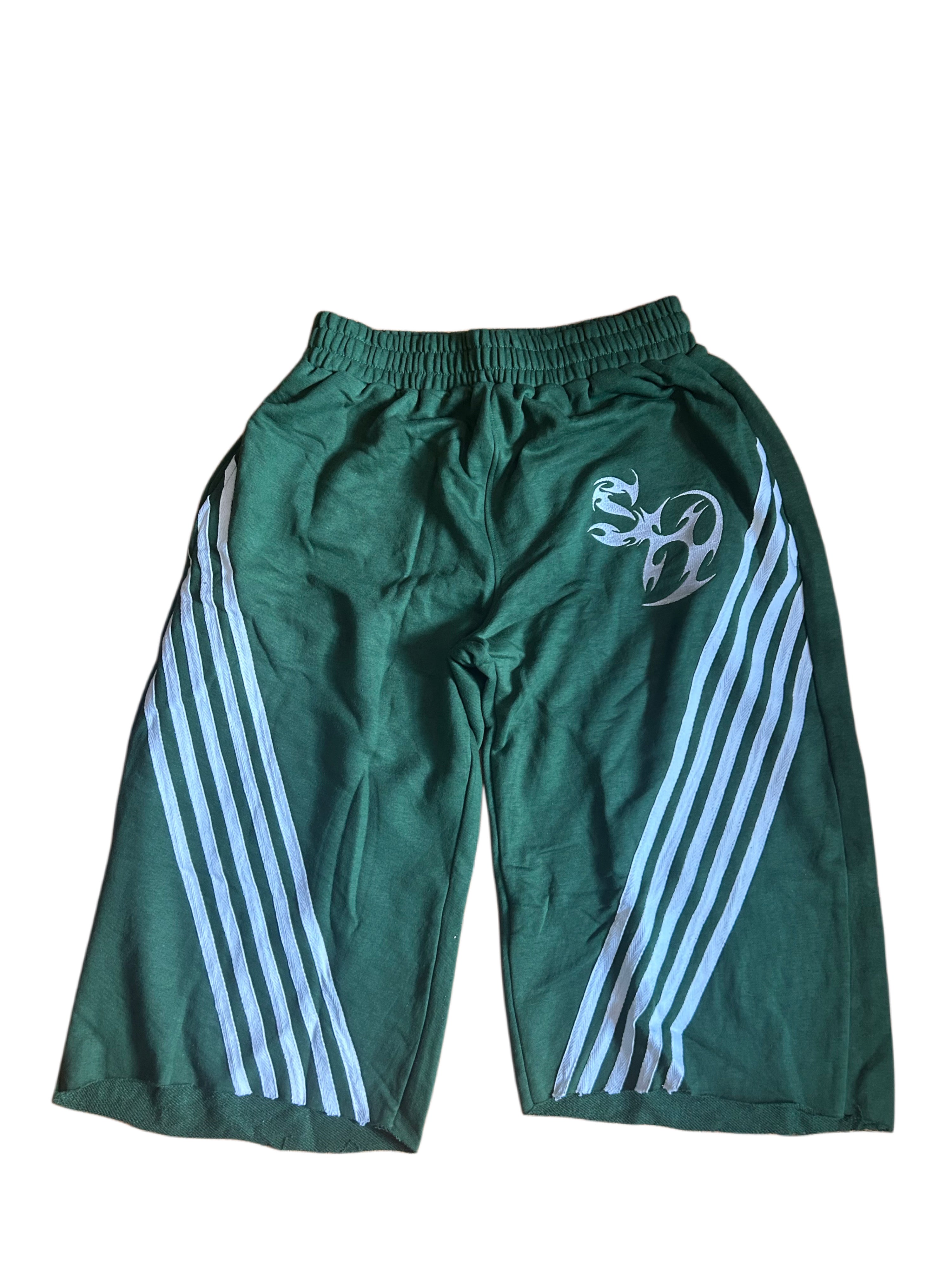 Green 3/4th “Track Shorts”